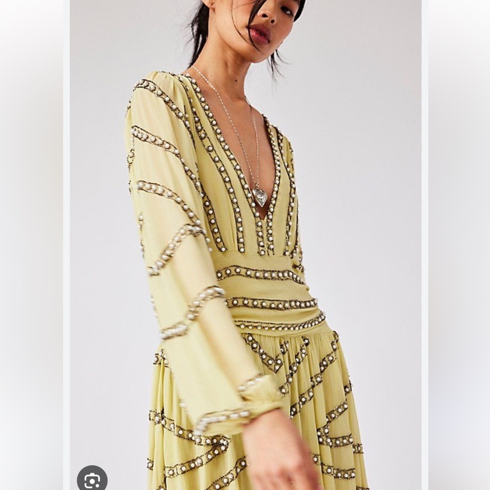 Free People Jen's Pirate Booty Odyssey Pearl Studded Embellished Mini Dress - Picture 3 of 9